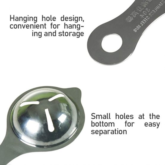 Egg Separator, Stainless Steel Egg White Separator and Egg Yolk Separator Egg Divider, Egg Strainer Spoon Filter Kitchen Baking Tools - Image 3