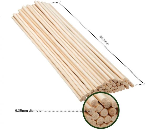 60 Long Bamboo Sticks Wooden Dowel Rods Natural Unfinished Wood Bamboo Craft Sticks (6 mm x 30 cm) - Image 4