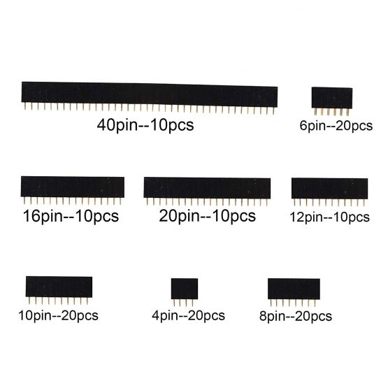 HALJIA 120pcs 2.54mm Straight Single Row Stackable Female Pin Header Strip, PCB Board Female Pin Header Socket Connector Compatible with Arduino Shield (4Pin/6Pin/8Pin/10Pin/12Pin/16Pin/20Pin/40Pin) - Image 4