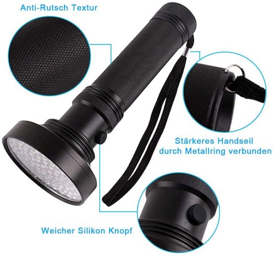 UV Light Torch Black Light 100 LED,Ultraviolet Lamp Flashlight with UV Protection Glasses,395nm Led UV Flashlight,Blacklight Torch Detector for Pet Urine Stains of Carpet/Floor,Resin,Camping,Large - Image 4