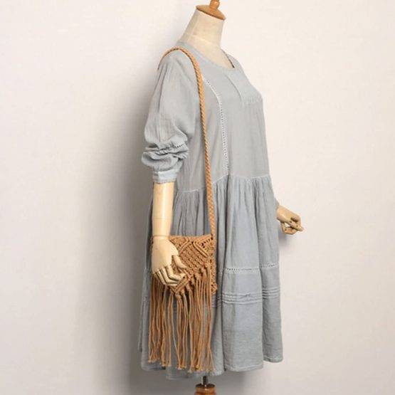 LA HUATE Women Handmade Beach Shoulder Bags Summer Holiday Tassel Purse Casual Messenger Bags Crossbody Bags - Image 4