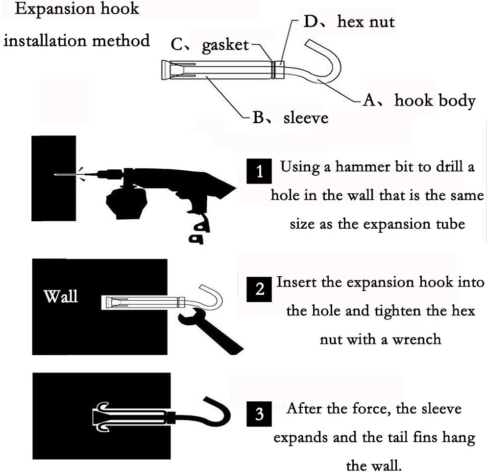 M8 Open Expansion Hook 304 Stainless Steel Anchor Bolt Hooks Expansion