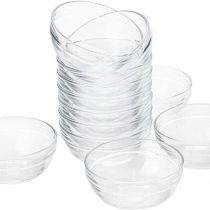 Lawei Set of 12 Glass Bowls - 9 cm Mini Transparent Glass Salad Bowl for Kitchen Prep Dessert Dips Candy Dishes