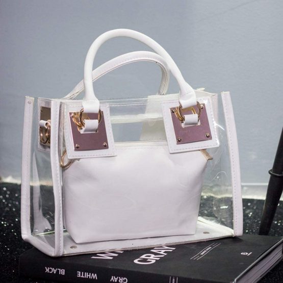 Segater® Clear Crossbody Handbags,Women's Small Tote Beach Bag Fashion Clear Jelly Handbag Top Handle Shoulder Bag Transparent Purse - Image 3