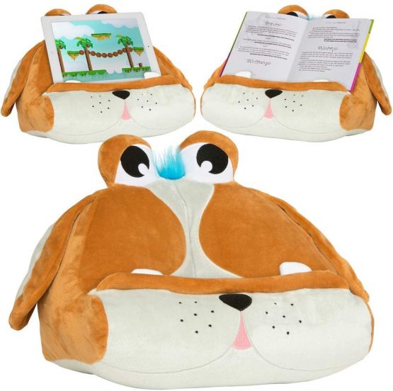 Cuddly Reader iPad, Tablet and Book Stand Holder for Kids Children, Reading in Bed at Home Travel, Soft Cushion Pillow Lap Support, Gift Idea Compatible with eReader/Kindle/Smartphone (Puppy Pete)