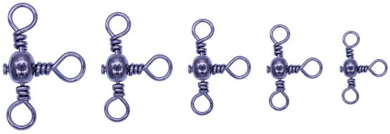 OKVGO 50pcs Set 3 Way Crossline Barrel Swivels for Fishing Rig with Size of 2 4 6 8 10 x10