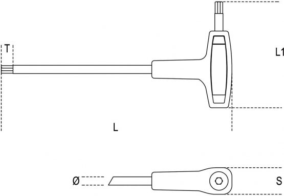Beta 960690 Model 96 T-BP8 Ball Head Offset Hexagon Key with High Torque Handle, 8 mm Size - Image 2