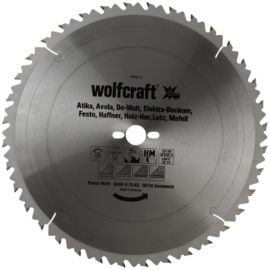 wolfcraft TC Circular Table Saw Blade, green series I 6668000 I Quick, medium-coarse cuts, Silver