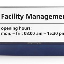 Durable Click Information Sign 149 x 52.5 mm Dark Blue | Door and Wall Sign | Includes Fittings | Ideal for Offices, Hotels, Public Buildings, etc.