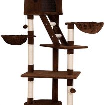 dibea Cat Tree Activity Centre High Ceiling Scratching Post, 240 to 260 cm, Brown