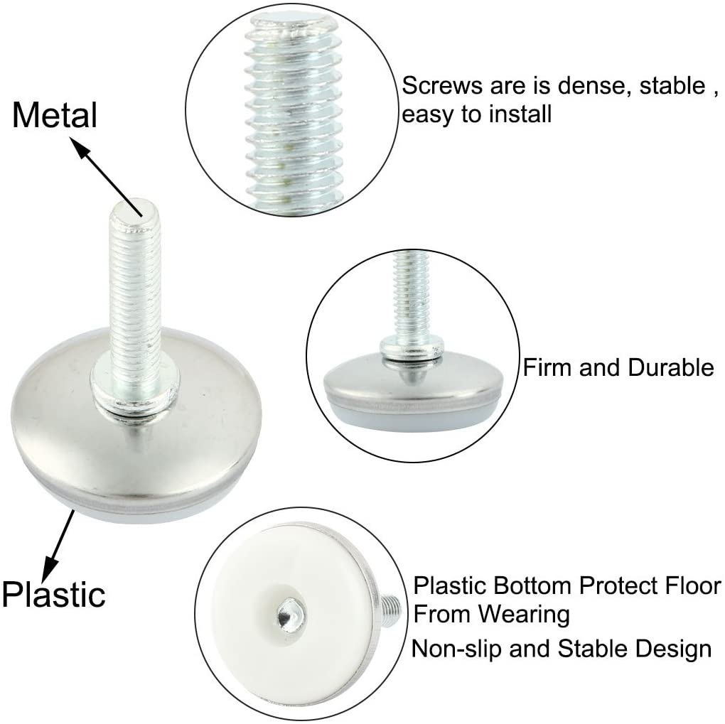 Sourcingmap M8 x 25mm Furniture Glide Leveling Feet Foot Mounts Pads 20 Pcs, Silver,white, 26 x 37mm - Image 4