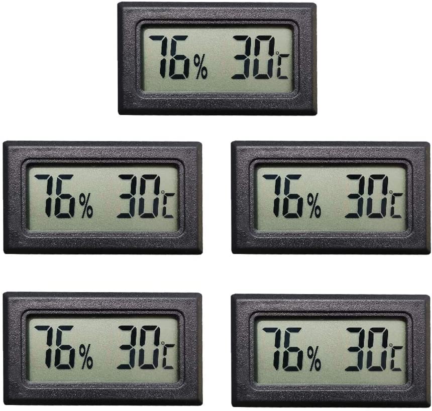 Thlevel LCD Digital Thermometer Hygrometer Temperature Humidity Meter Gauge Thermometer for Greenhouse Cars, Home, Office (5PCS)