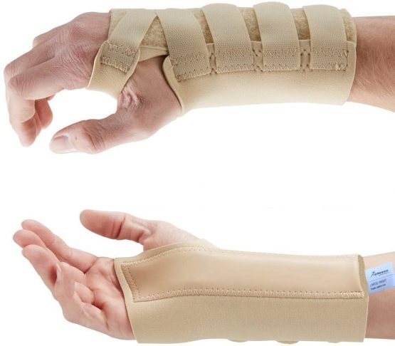 Actesso Beige Neoprene Wrist Support Brace - Carpal Tunnel Splint - Provides Pain Relief from Carpel Tunnel Syndrome, Sprains and Tendonitis (Right Hand, L)