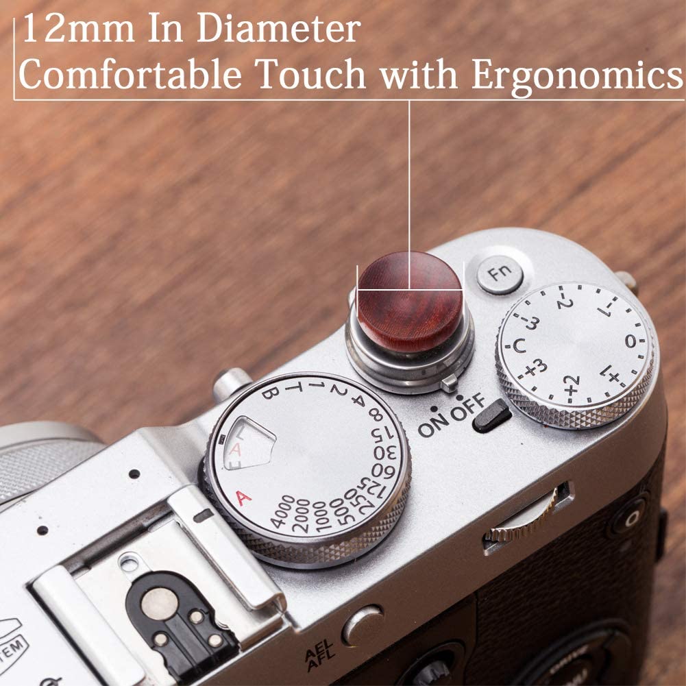 VKO Wood Soft Shutter Release Button,Delicate Camera Shutter Button 12mm Concave Surface Red(Wood Grain Random) - Image 2