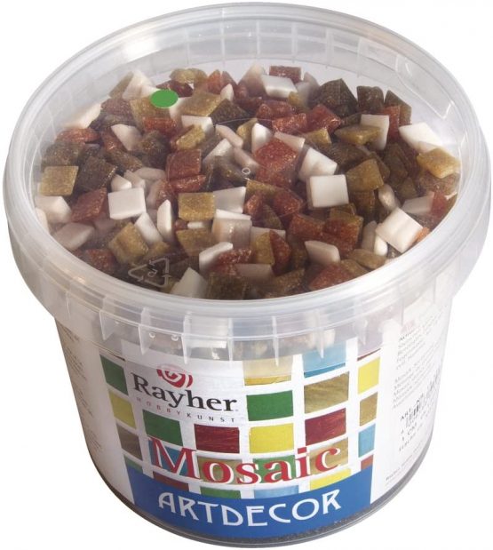 Rayher 1453031 Glass Mosaic Tiles for Arts and Crafts, Squares in the Size 1 x 1 cm, Natural Shades, 1 kg - Image 2