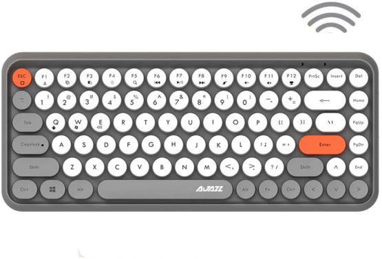 Bluetooth 5.0 Wireless Keyboard, Compact 84 keys Lightweight Keyboard, Silent Purple Office Keyboard,Retro Style,Matte Texture,Typewriter Design,Compatible with iPad, PC, Laptop, Phone (Gray)