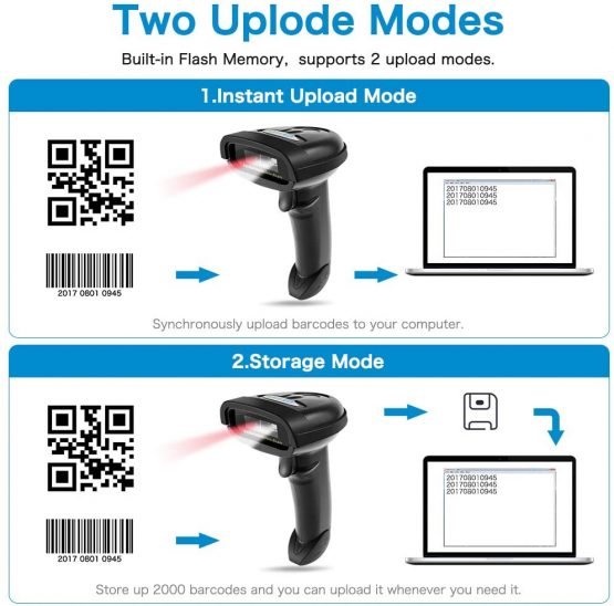 NT-1228BL Bluetooth QR 2D Barcode Scanner Handheld USB Wireless 1D 2D bar Codes Imager for Mobile Payment Computer Screen Scan Support iOS & Android - Image 4