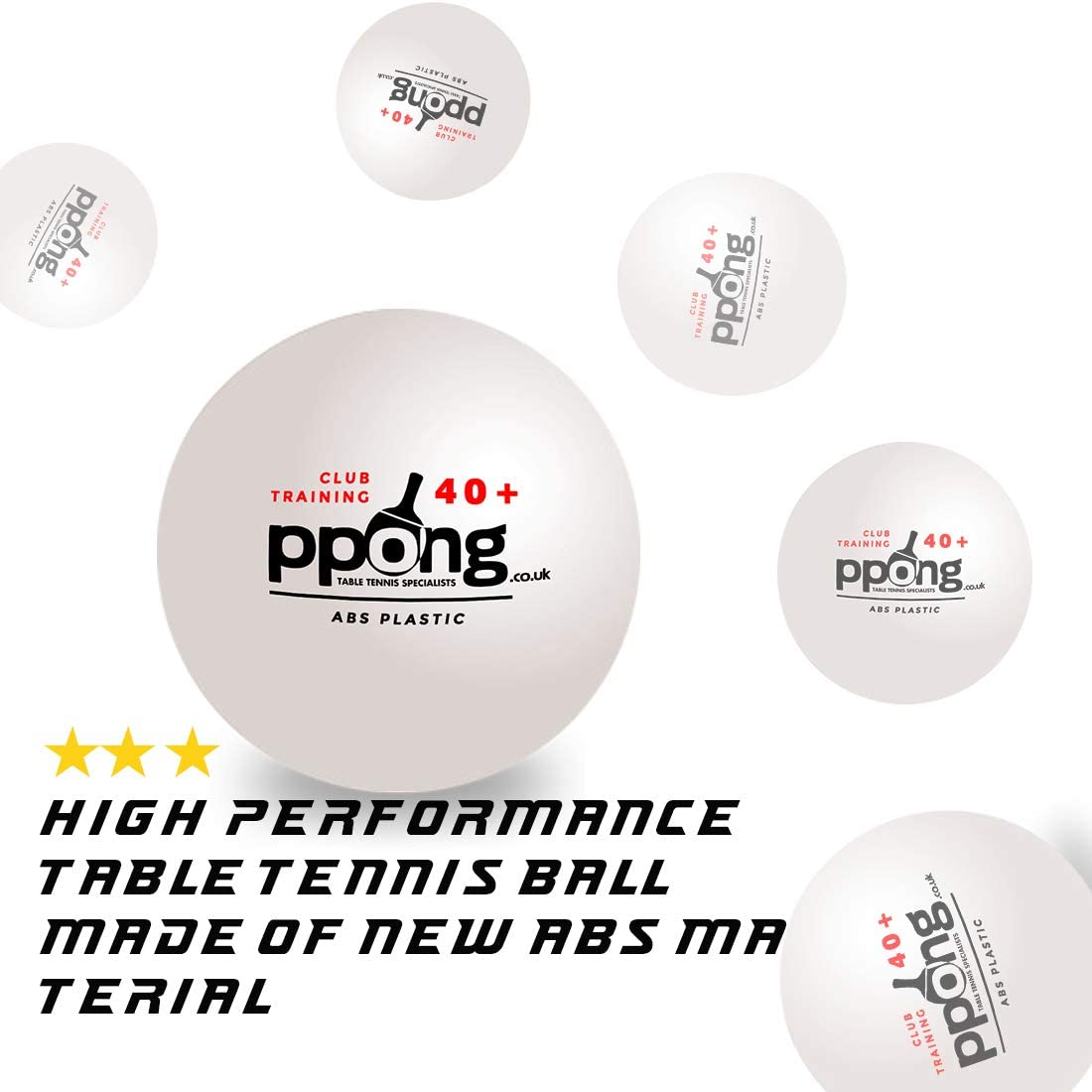 PPong Ping Pong Balls Table Tennis Balls, 3-Star Performance and Accuracy, 40+ Pro Abs, (Pack of 12 and 24) - Image 3