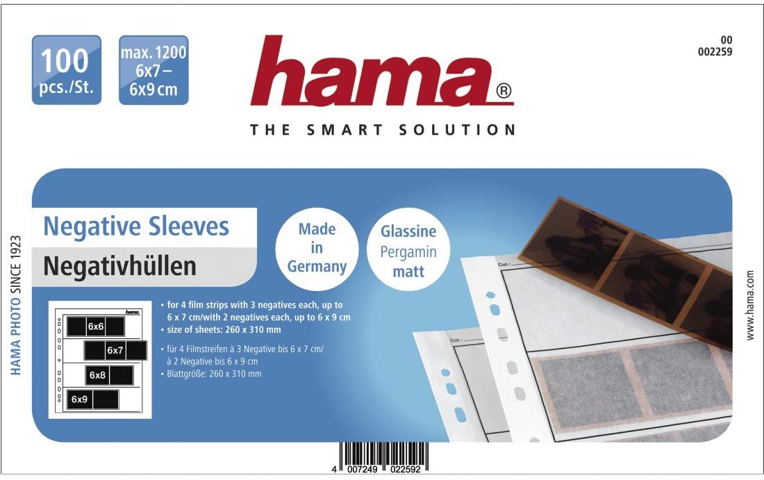 Hama Negative File Storage Sleeves for 4 Strips of 6 x 7 cm or 6 x 9 cm Frames, Pack of 100, Glassine Material - Image 3