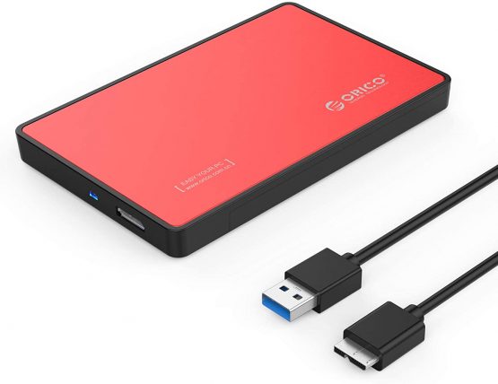 ORICO 2.5 Inch External Hard Drive Enclosure - USB 3.0 to SATA III SSD HDD Caddy Reader with UASP - Support Auto Sleep on Laptop PC PS4 Xbox and Mac (Red Case)