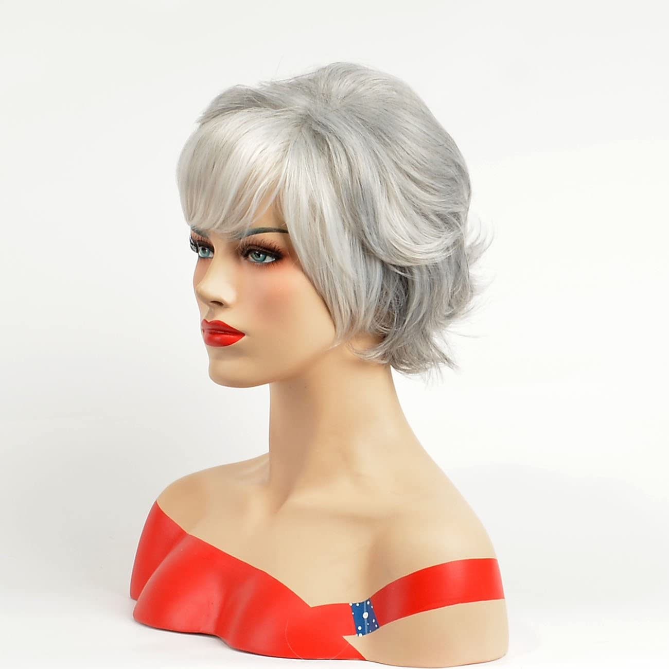 Royalfirst Wigs for Women Short Wig Silver Gray Hair Wigs Party Cosplay Wig with Wig Cap - Image 3