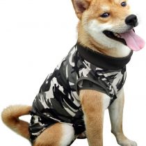 Dog Recovery Suit Cat Abdominal Wound Protector Puppy Medical Surgical Clothes Post-operative Vest Pet After Surgery Wear Substitute E-collar & Cone (S, Camouflage)