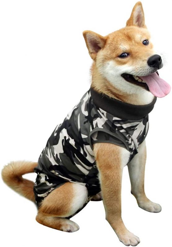 Dog Recovery Suit Cat Abdominal Wound Protector Puppy Medical Surgical Clothes Post-operative Vest Pet After Surgery Wear Substitute E-collar & Cone (3XL, Camouflage)