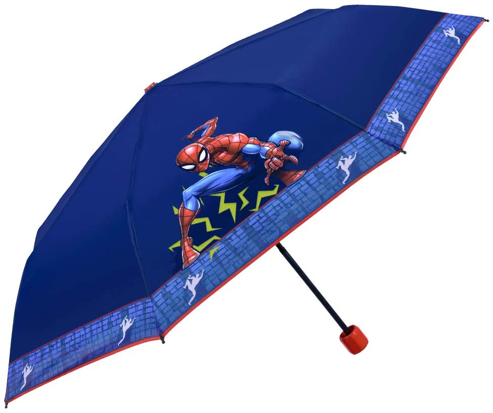 Marvel Spider Man Folding Blue Umbrella for Kids – Spiderman Superhero ...