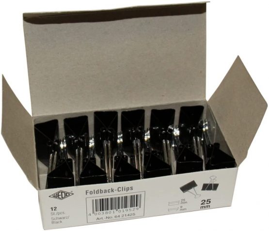 Wedo 6421425 25 mm Fold Back Clip (Pack of 12) - Image 2