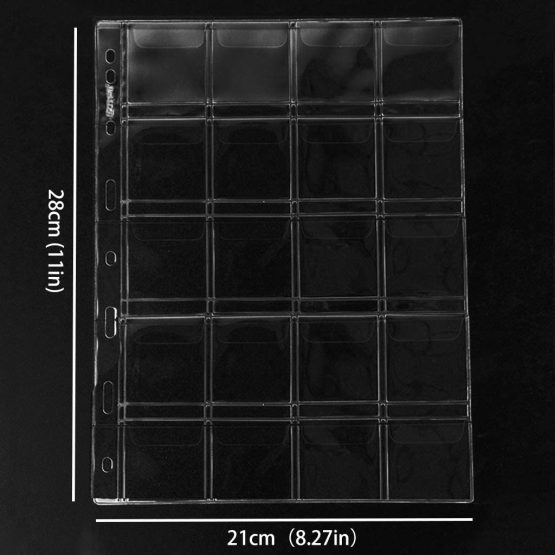 Coin Pocket Pages - 20 Pockets/Sheet Standard 9-Hole Coin Pocket Inserts Collecting Sleeves for Coins 10 Sheets CS03120 Series - Image 3
