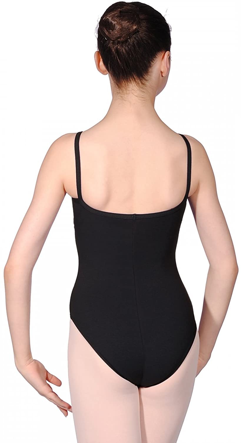 Roch Valley Ava Cotton/Lycra Camisole Leotard, Black, Age 11-13 - Image 2