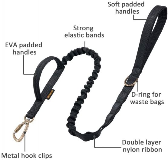 EXCELLENT ELITE SPANKER Tactical Military Dog Lead K9 Bungee Training Dog Leashes Heavy Rope Duty with Handle for Medium and Large Dogs(Black) - Image 3