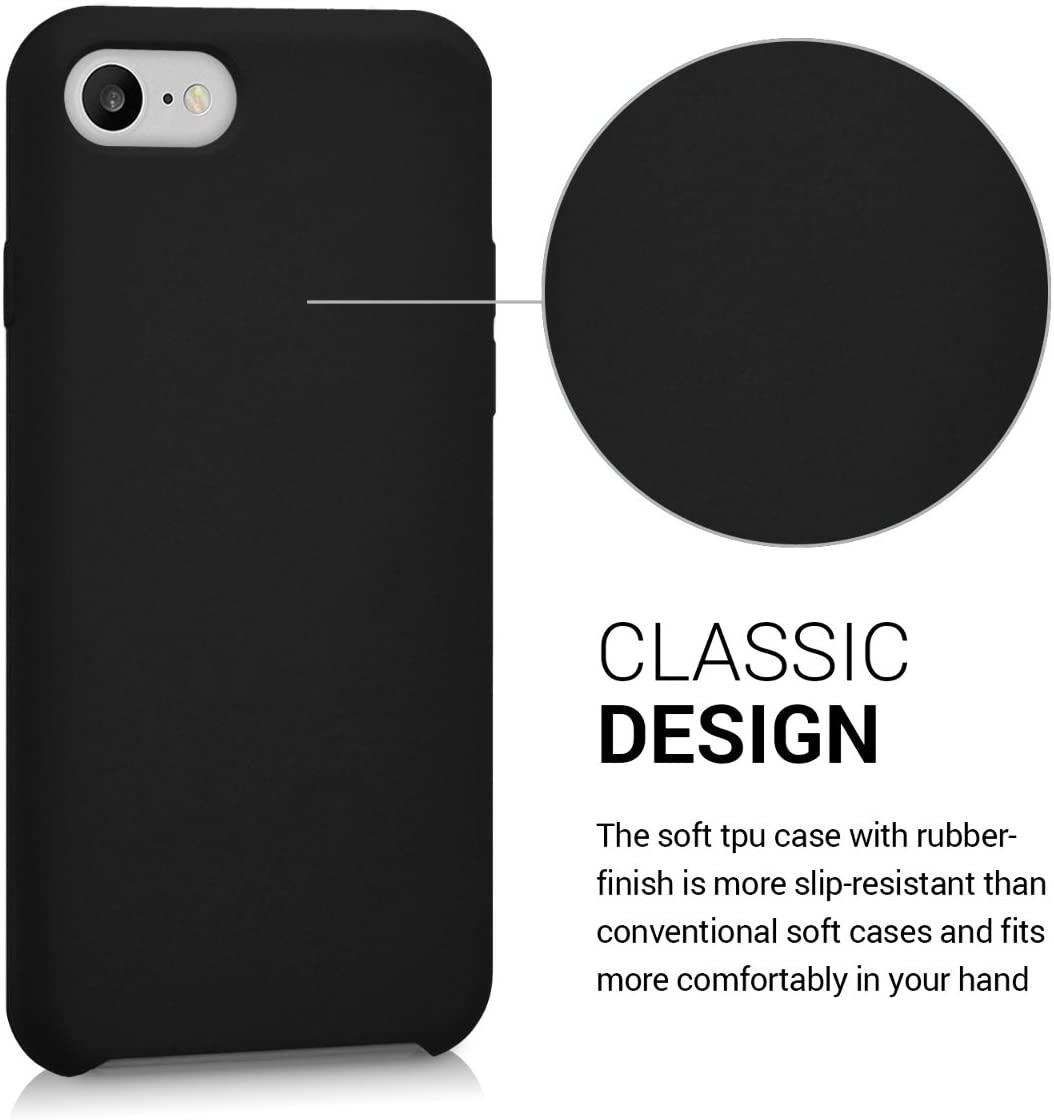 kwmobile Case Compatible with Apple iPhone SE (2022/2020) / iPhone 8/7 Case - TPU Silicone Phone Cover with Soft Finish - Black - Image 3
