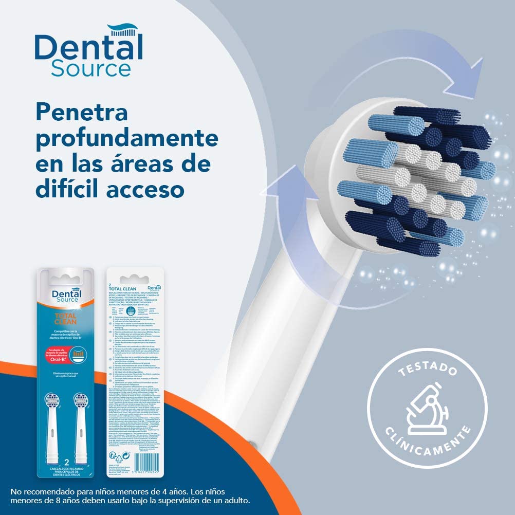Dental Source Dental Source Total Clean Pack of 2 Replacement Heads Compatible with Oral-B Pack of 2 60 g - Image 2