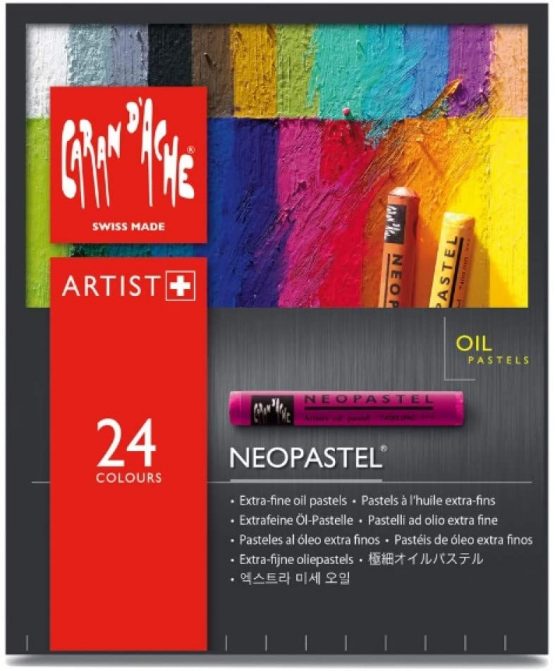 Caran D'Ache Neopastel artists quality colouring oil pastels tin set of 24 assorted colours