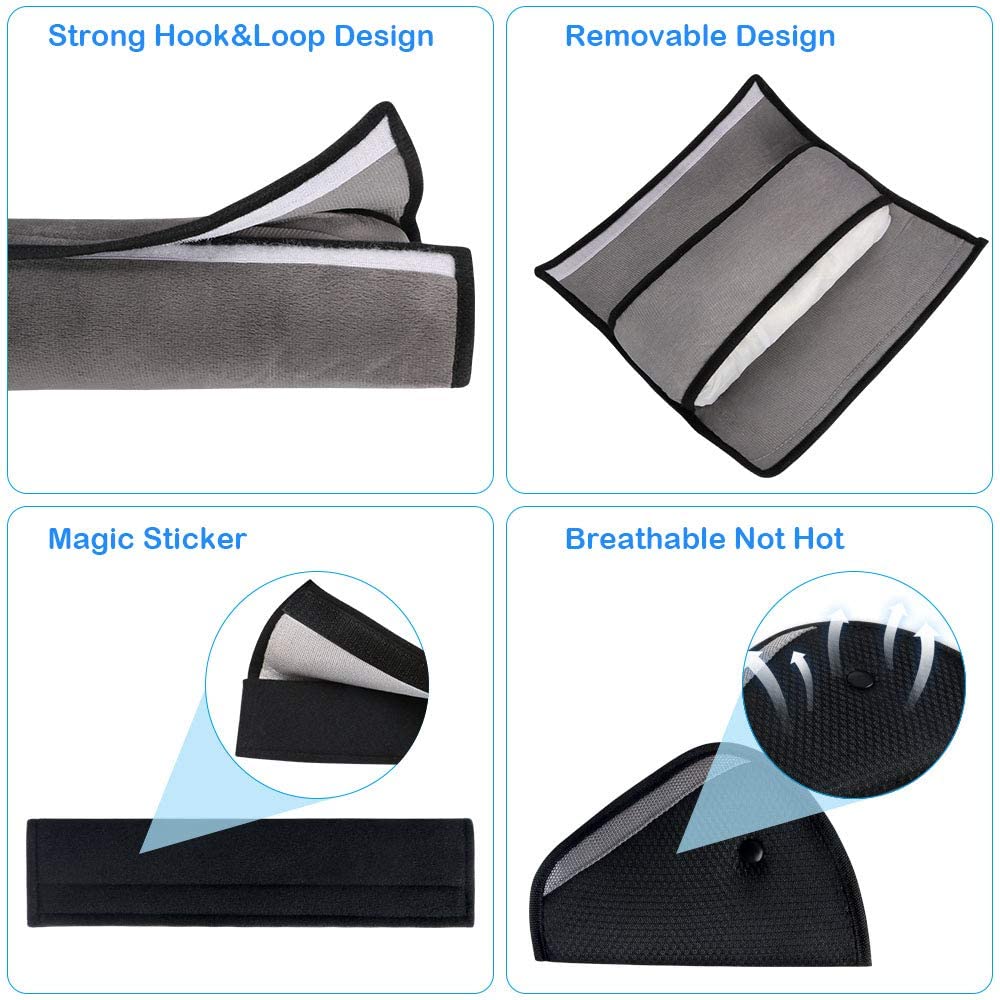 URAQT Car Seat Belt Pad, Seatbelt Pillow with Kids Seatbelt Adjuster - Image 3