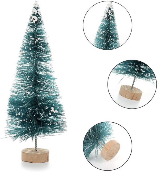 LATERN 28Pcs Mini Model Snow Trees Frost Trees Bottle Brush Trees Plastic Winter Snow Ornaments Tabletop Model Trees for DIY Room Decor Home Table Top Decoration Diorama Models - Image 3