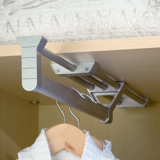 Emuca 7086762 Wardrobe pull out clothes hanger rail organizer rack, lenght 350 mm - Image 3