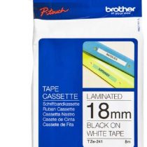 Brother TZe-241 Labelling Tape Cassette, 18 mm (W) x 8 m (L), Laminated, Brother Genuine Supplies - Black on White