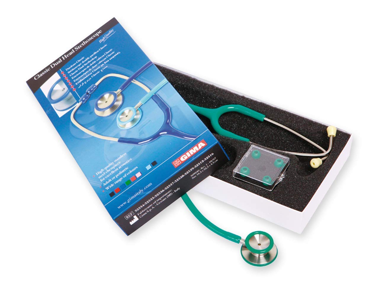 Gima - Classic Dual Head Stethoscope, Green Tube Colour, Littmann Type Stethoscope, Professional Stethoscope - Image 2