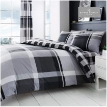 Gaveno Cavailia Waverly Check Luxurious Bed Set with Duvet Cover and Pillow Cases, Polyester-Cotton, King - Grey