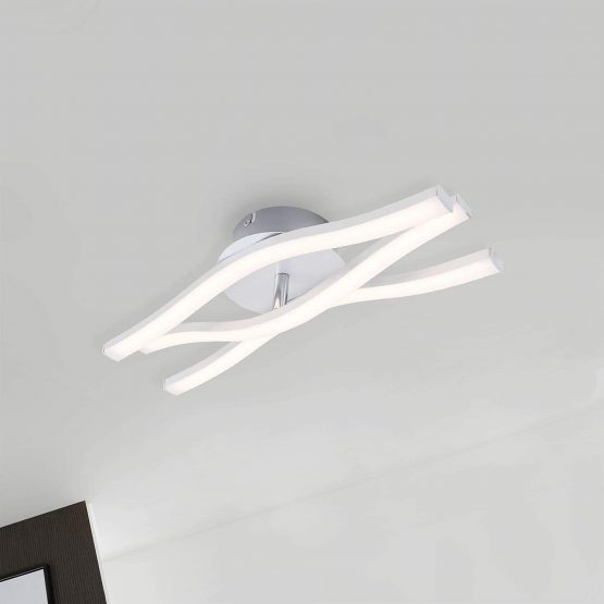 Briloner Leuchten - LED Ceiling Light, 3-Bulb Ceiling Lamp, 6 Watt, 480 Lumen, 3000 Kelvin, Aluminium Colour, 365x120x93mm (Lxwxh)