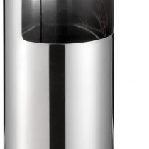 Durable Waste Bin Metal with Round Ashtray - Silver