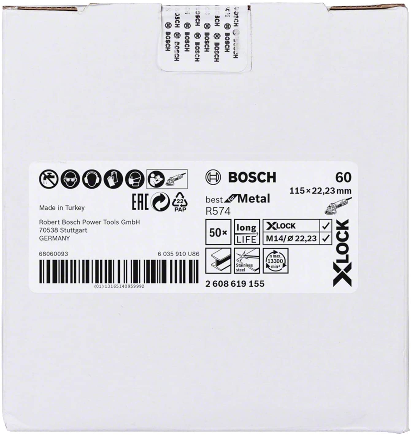 Bosch Professional Fibre Sanding Discs Best (for Metal X-LOCK, R574, Diameter 115 mm, Grit Size 60, Bore Diameter: 22.23 mm) - Image 2