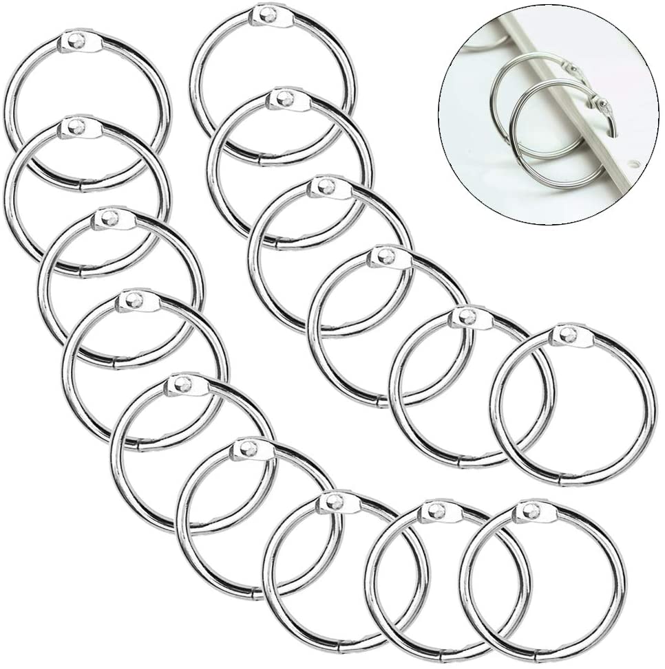 ManLee 100Pcs Metal Book Rings 20mm Book Loose Leaf Binder Rings Index Card Rings Flash Card Rings Silver Key Keychain Rings Round Binding Rings for Revision Card Notebook Scrapbook Album Craft DIY