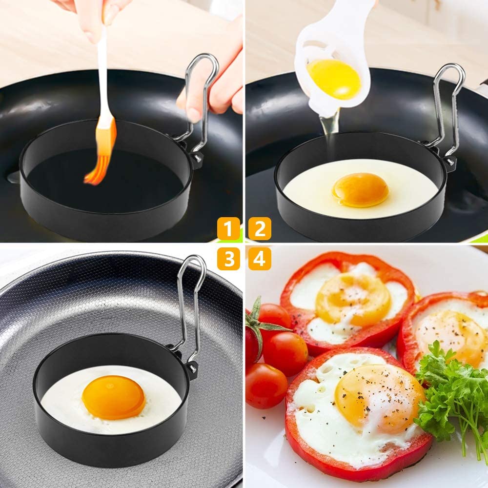 yidenguk Stainless Steel Egg Rings, 4Pcs NonStick Egg Rings with