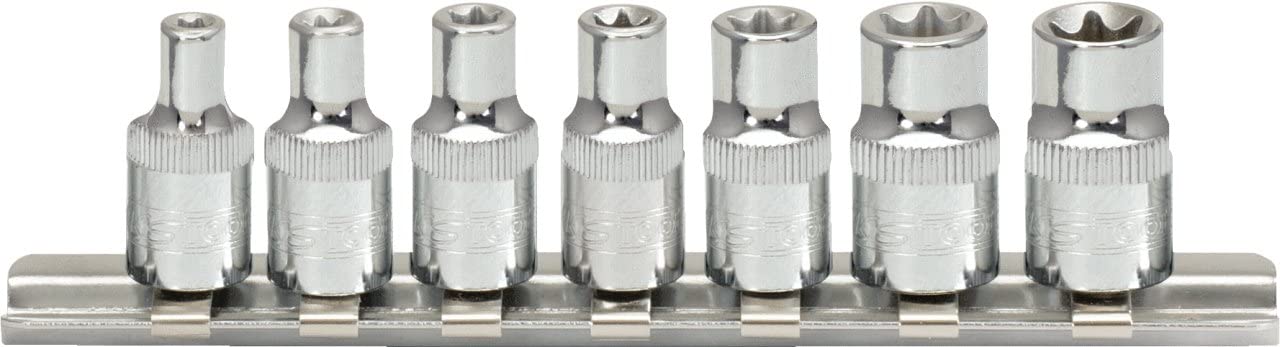 KS Tools 918.4355 E4 - E11 1/4-inch Chrome Plus Tx Socket Set (7 Pieces), Variety Pack