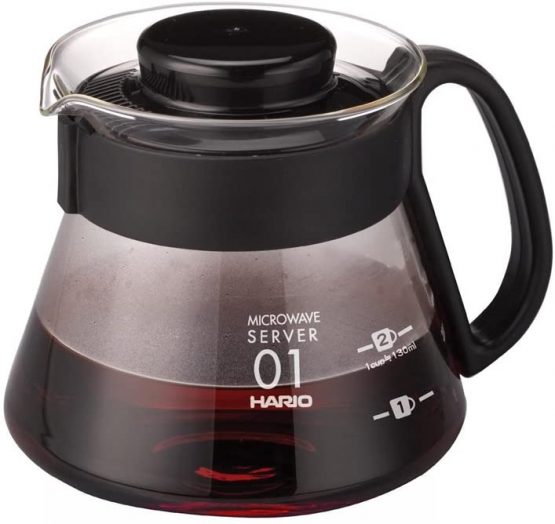Hario CD-V60-01 CD Microwave-360 ml Cafetière Range Server V60-01 Microwave-360ml, Glass, Black