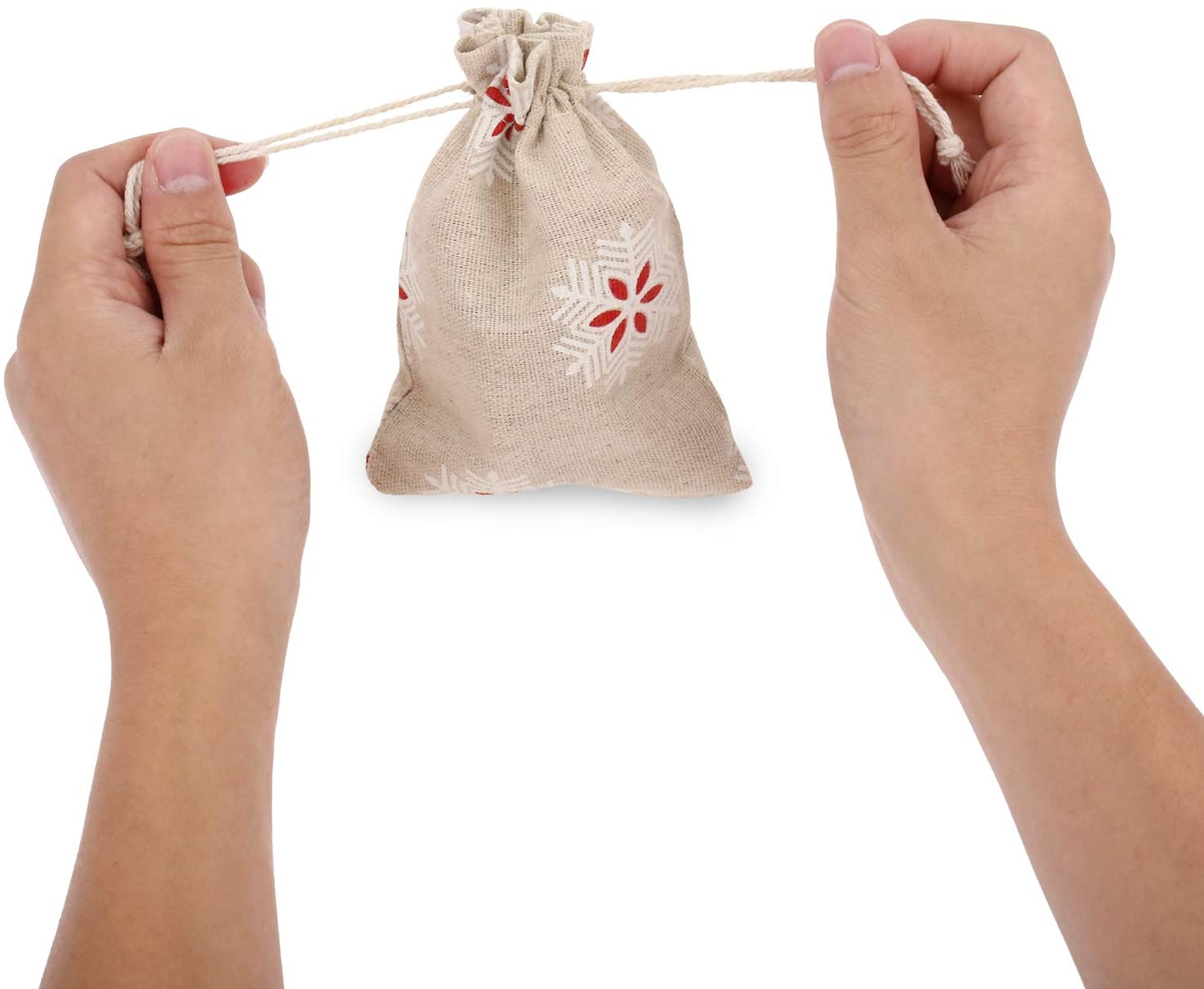 Boao 38 Pieces Christmas Snowflake Burlap Bags Burlap Pouch with Drawstring Small Treat Bags for Winter Christmas Party Supplies - Image 3