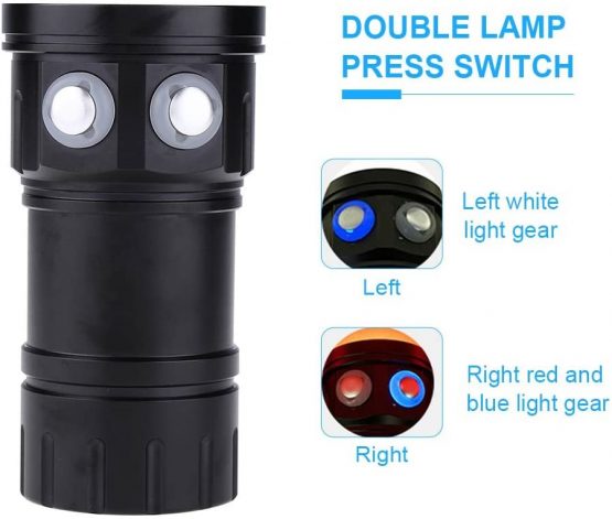 Fdit 28800 Lumens Led Diving Flashlight Photography Fill Lamp Underwater 80 M Torch with Stand Red Blue Lightweight Socialme-EU - Image 4